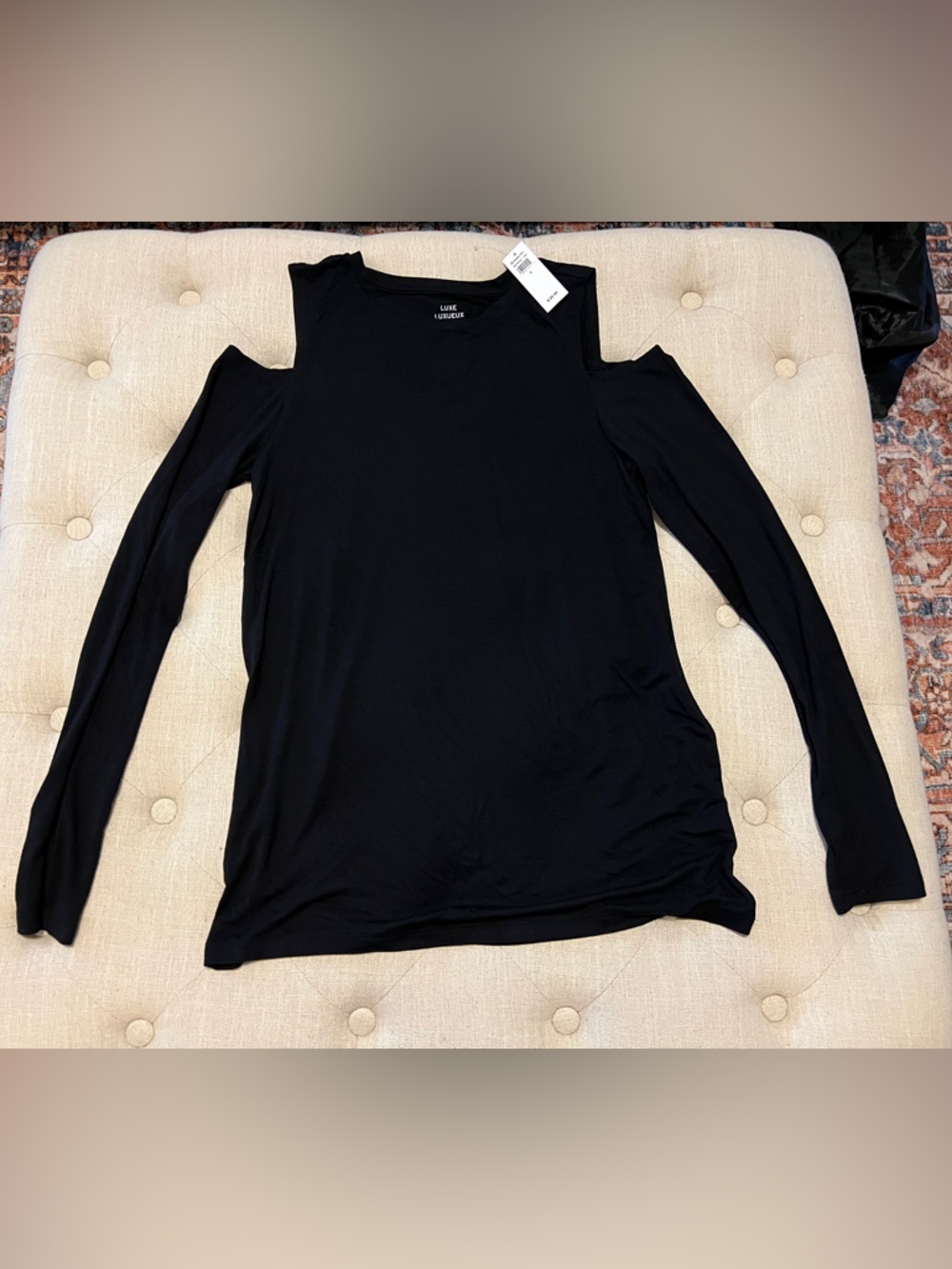 The Gap- Black Cold-Shoulder Long Sleeve Top